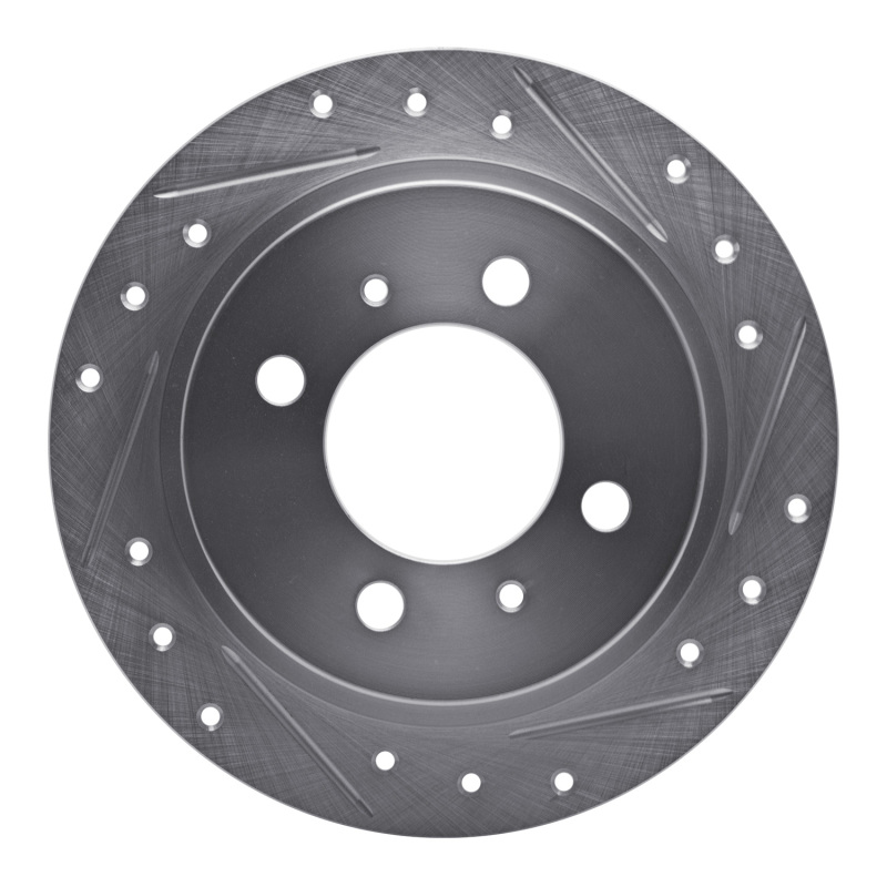 Nissan 200SX Brake Rotor (1) - Rear Right - R1 Concepts - Drilled & Slotted - Silver - `91-`06